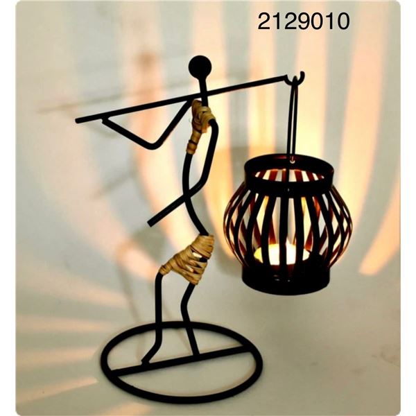 LADY WITH CARRYING CANDLE HOLDER 2 PIECE