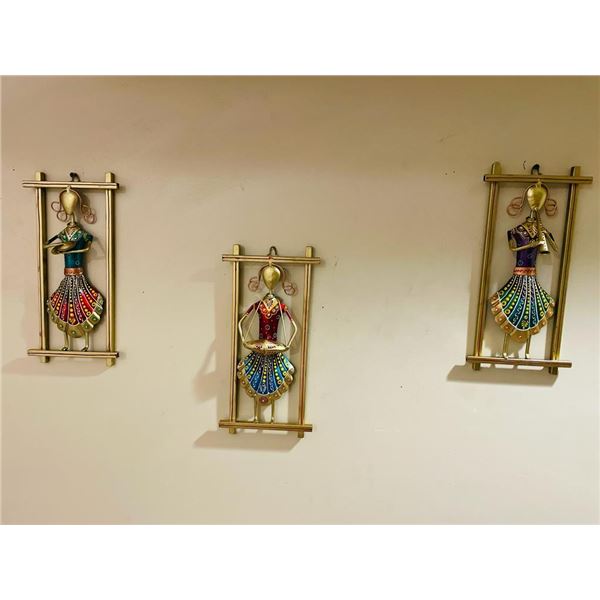LADY HANGING MUSICIAN SET OF 3 METAL