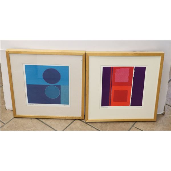 X2 ABSTRACT ART PRINTS FRAMED 19X19"