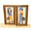 Image 1 : X2 HAND STICHED FRAMED BOY AND GIRL 11X22" EACH