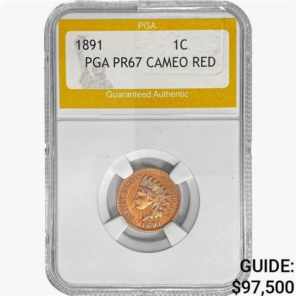 1891 Indian Head Cent PGA PR67 CAMEO RED