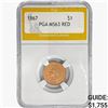 Image 1 : 1867 Indian Head Cent PGA MS63 RED