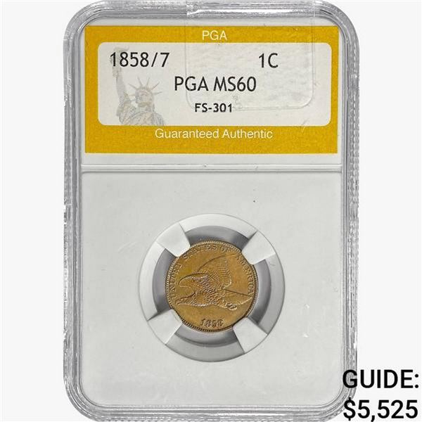 1858/7 Flying Eagle Cent PGA MS60 FS-301