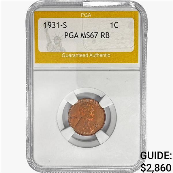 1931-S Wheat Cent PGA MS67 RB
