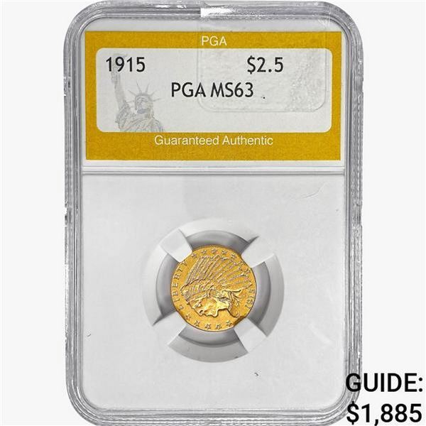 1915 $2.50 Gold Quarter Eagle PGA MS63
