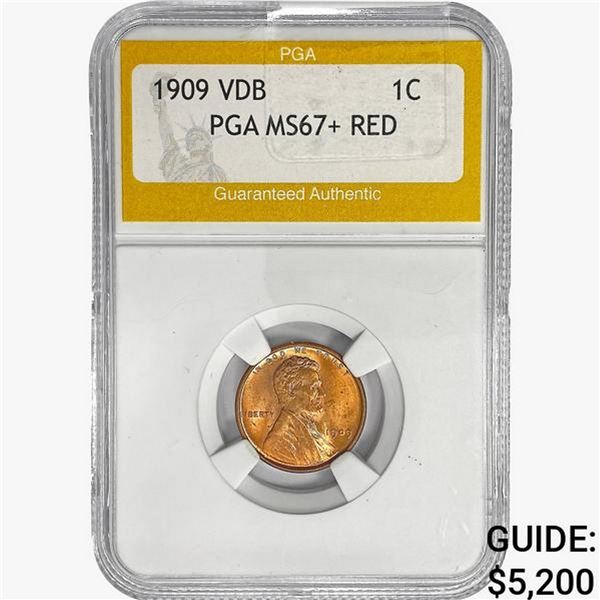 1909 VDB Wheat Cent PGA MS67+ RED