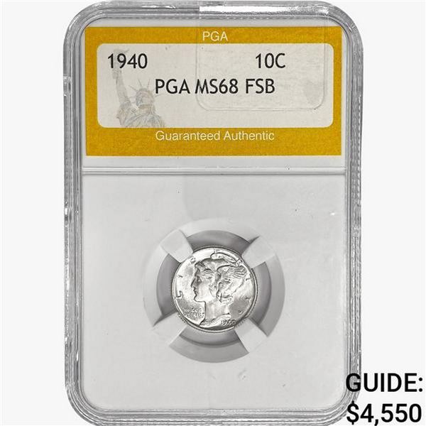 1940 Mercury Silver Dime PGA MS68 FSB