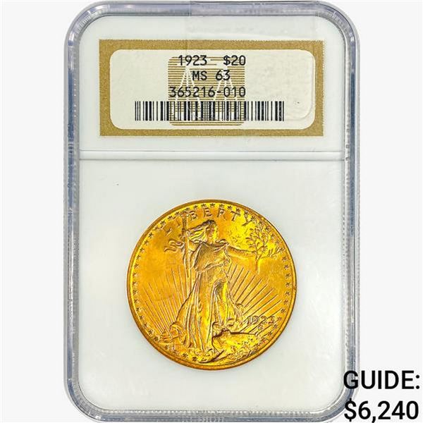 1923 $20 Gold Double Eagle NGC MS63