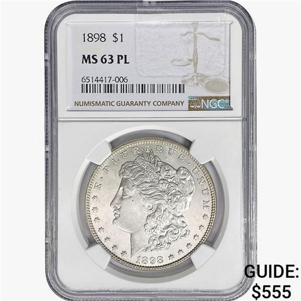 1898 Morgan Silver Dollar NGC MS63 PL