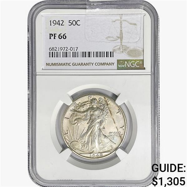 1942 Walking Liberty Half Dollar NGC PF66