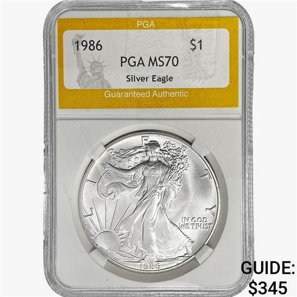 1986 American 1oz Silver Eagle PGA MS70