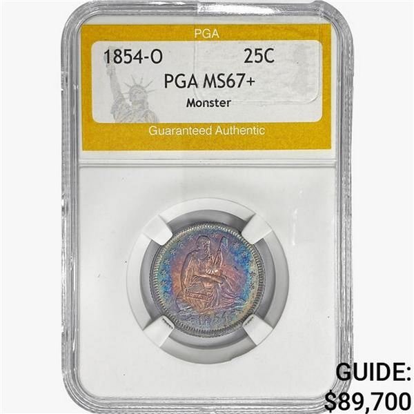 1854-O Seated Liberty Quarter PGA MS67+ Monster