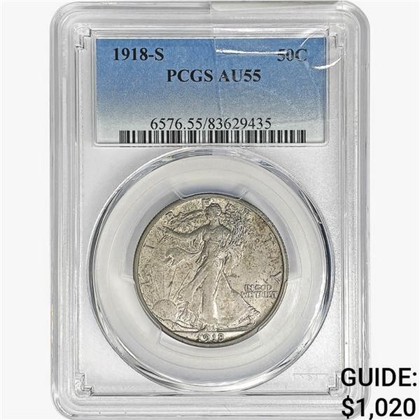 1918-S Walking Liberty Half Dollar PCGS AU55
