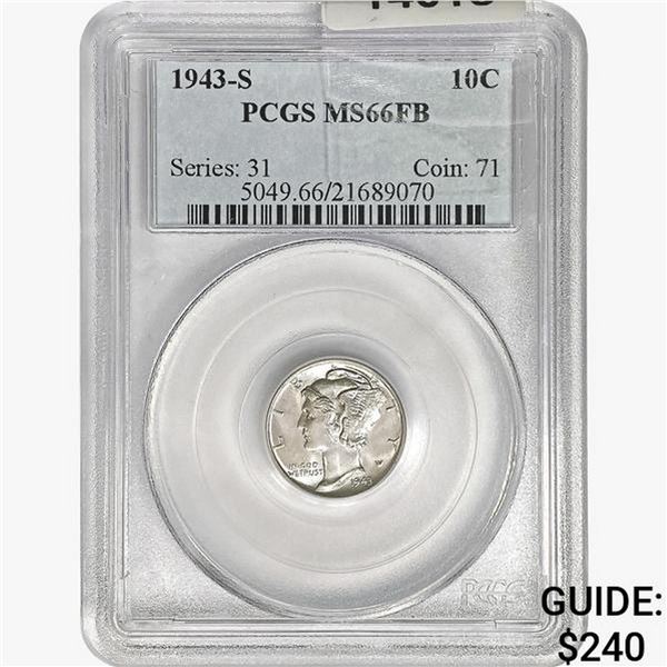 1943-S Mercury Silver Dime PCGS MS66 FB