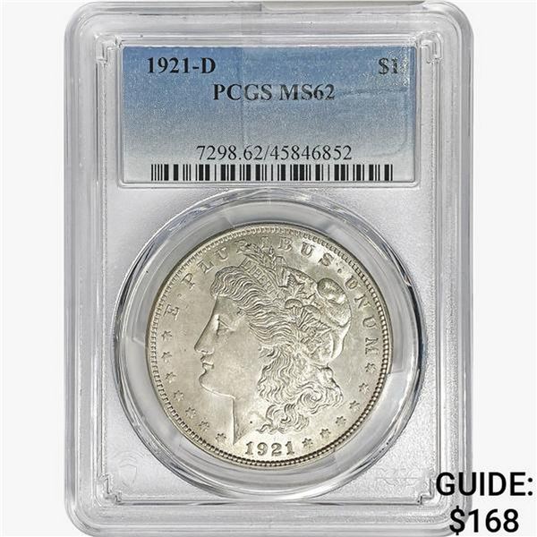 1921-D Morgan Silver Dollar PCGS MS62