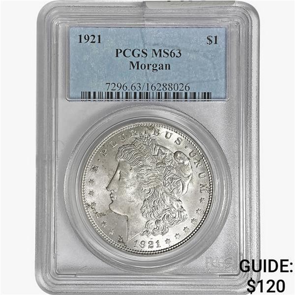 1921 Morgan Silver Dollar PCGS MS63