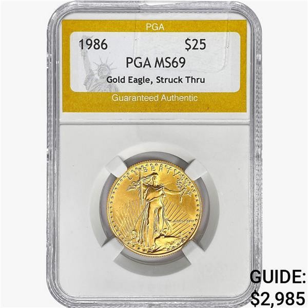1986 $25 American 1/2oz. Gold Eagle PGA MS69 Struc