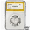 Image 1 : 1915-D Barber Quarter PGA MS64