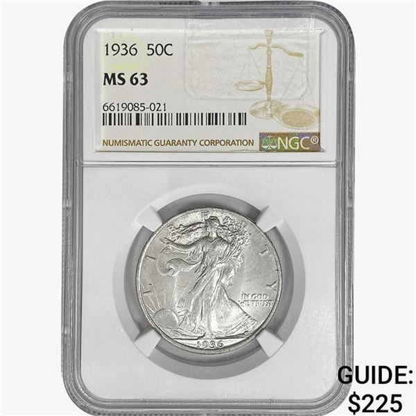 1936 Walking Liberty Half Dollar NGC MS63