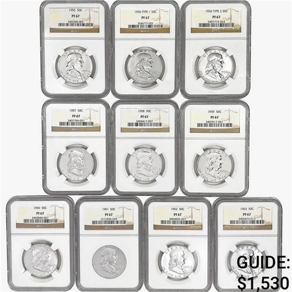 1955-1963 [10] Kennedy Half Dollar NGC PF67 INCLD.