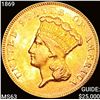 Image 1 : 1869 $3 Gold Piece CHOICE BU