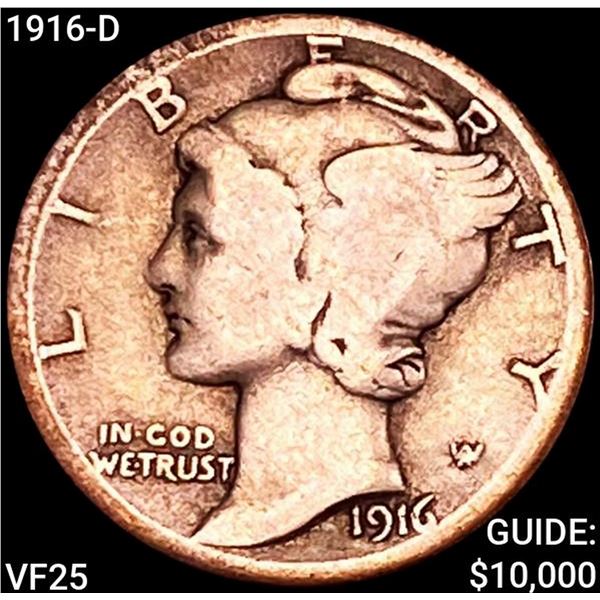 1916-D Mercury Dime LIGHTLY CIRCULATED