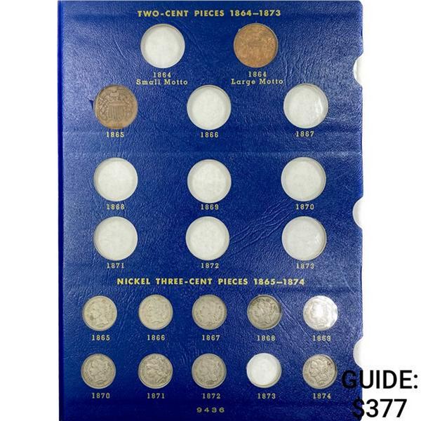 1864-1883 2c, 3c, Shield 5c Coin Book (20 Coins)