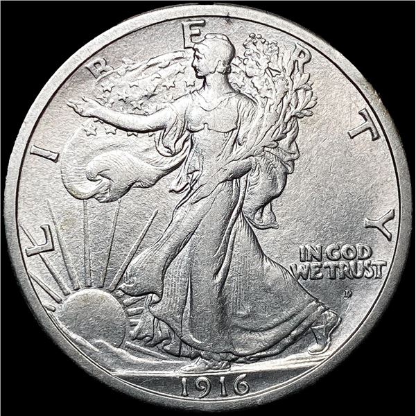 1916-D Walking Liberty Half Dollar CLOSELY UNCIRCU