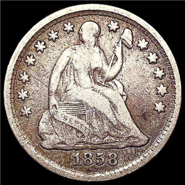 1858 Seated Liberty Half Dime LIGHTLY CIRCULATED