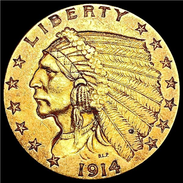 1914 $2.50 Gold Quarter Eagle CLOSELY UNCIRCULATED