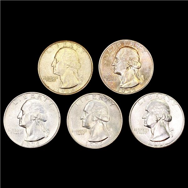 [5] US Washington Quarters [1934, 1935, [3] 1936]