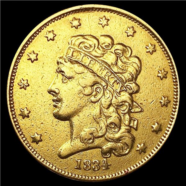 1834 Plain 4 $5 Gold Half Eagle LIGHTLY CIRCULATED