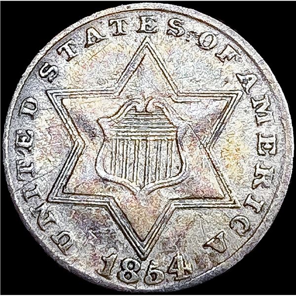 1854 Silver Three Cent CLOSELY UNCIRCULATED