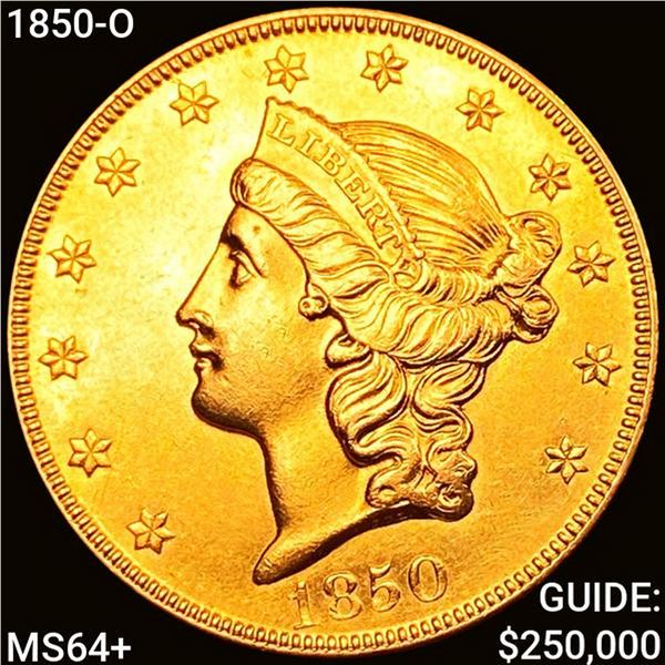 1850-O $20 Gold Double Eagle CHOICE BU+