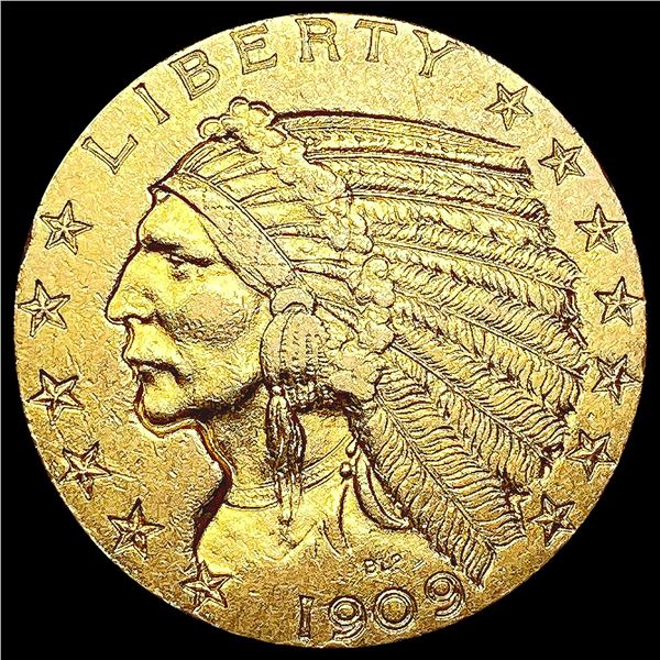 1909 $5 Gold Half Eagle CLOSELY UNCIRCULATED