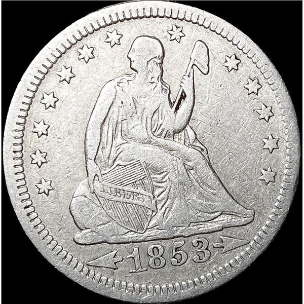1853 Arws & Rays Seated Liberty Quarter LIGHTLY CI