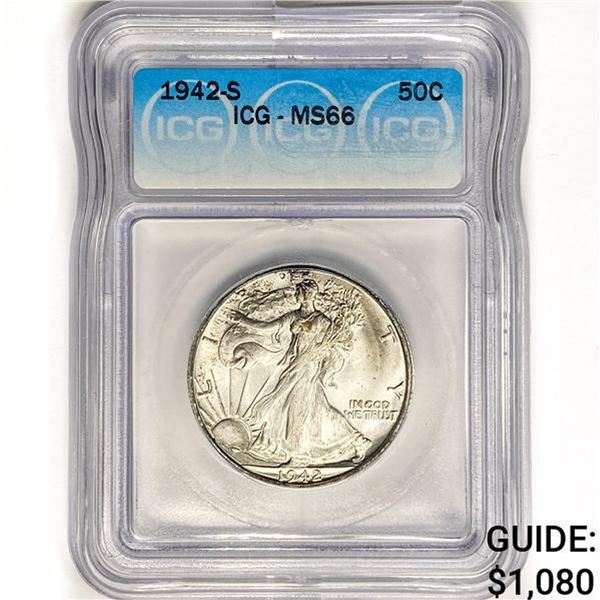 1942-S Walking Liberty Half Dollar ICG MS66