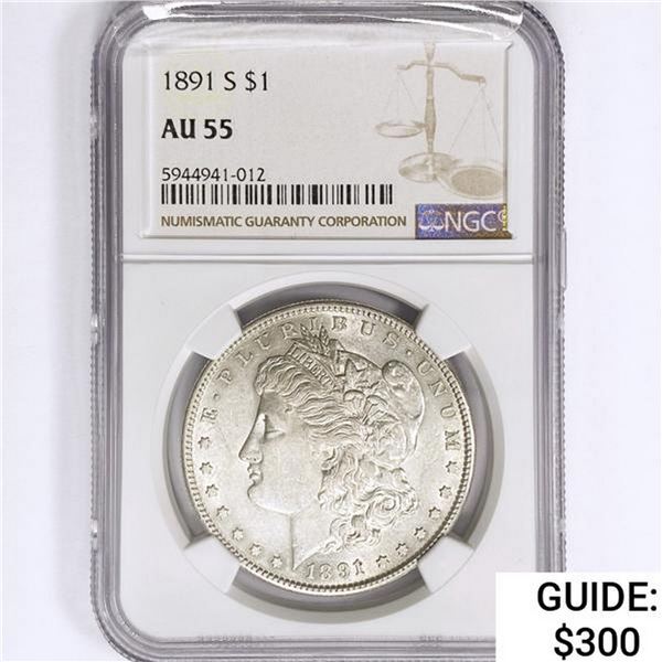 1891 Morgan Silver Dollar NGC AU55