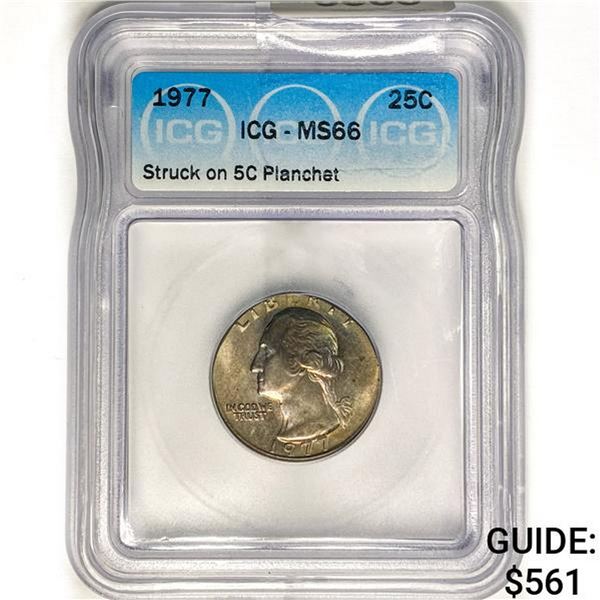 1977 Washinton 25C ICG MS66 Struck on 5C Planchet