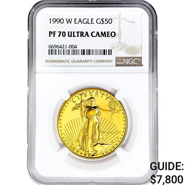 1990-W US 1oz Gold $50 Eagle NGC PF70 Ultra CAMEO