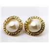 Image 4 : Chanel Gold-tone Metal Round Faux Pearl Logo Clip-on Earrings