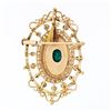 Image 3 : Vintage 18k Gold Oval Turquoise & Round Pearl Open Work Brooch Pin or Pendant