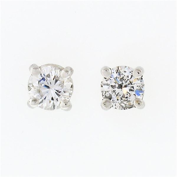 NEW 14k White Gold Simple Classic 0.25 ctw Round Brilliant Diamond Stud Earrings