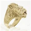 Image 9 : Men's Vintage Heavy 14k Gold .17 ctw Ruby Diamond Eyes Textured 3D Lion Head Rin