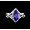 Image 2 : 14KT White Gold 2.28 ctw Tanzanite and Diamond Ring