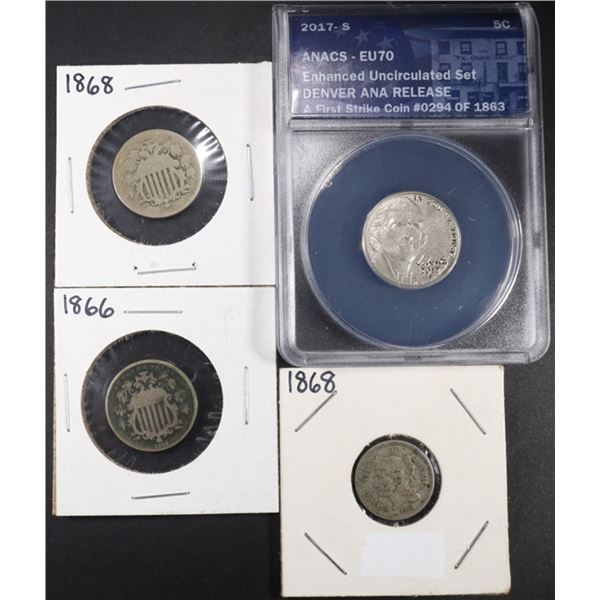 COLLECTORS LOT 3-CENT & 5-CENT NICKELS