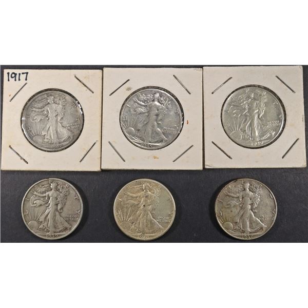COLLECTORS LOT WALKING LIBERTY HALF DOLLARS