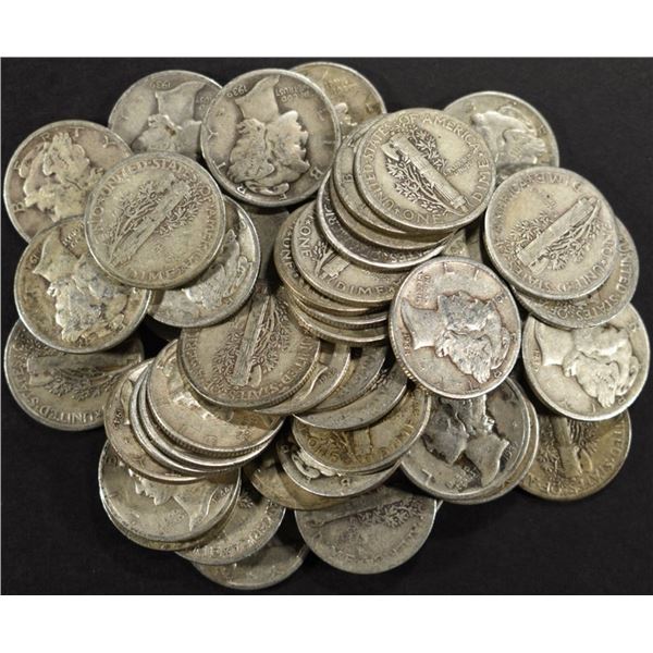 (50) MIXED DATE MERCURY DIMES