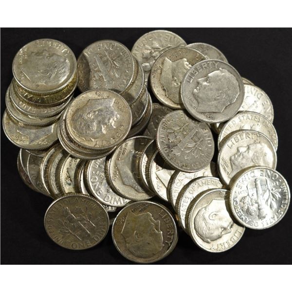 (50) 90% SILVER ROOSEVELT DIMES