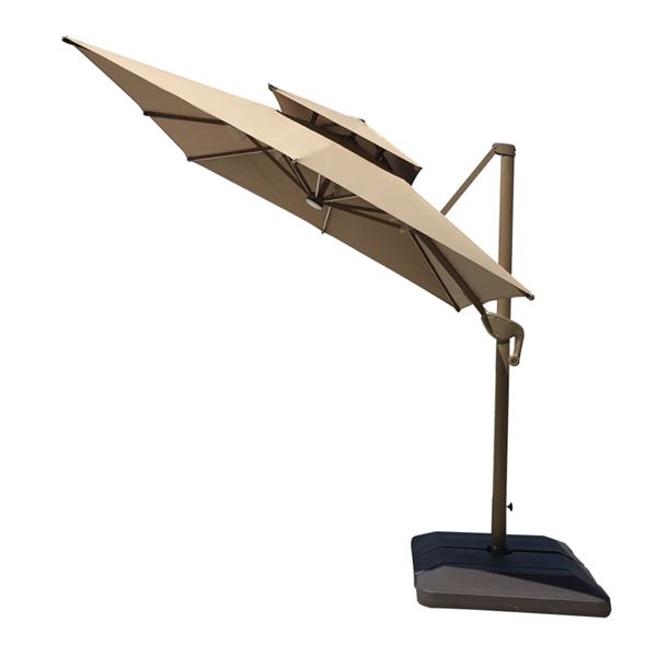 TMG Industrial Cantilever 8'x8' Solar Umbrella w/Led Lights-Unused-Damaged